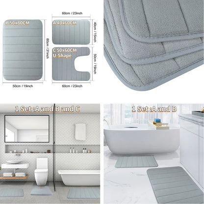 Super Absorbent Memory Foam Bath Mat - Non-Slip and Comfortable